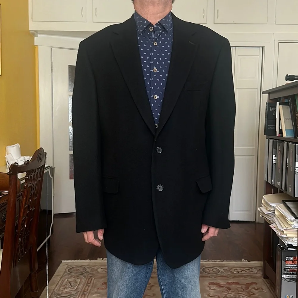 Botany 100% Camel Hair Wool Black Sportscoat Blazer size 46L